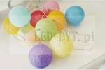 Lampki cotton ball świecące kule na baterie 10 LED 1,2m MULTIKOLOR