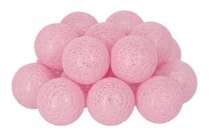 Lampki cotton balls na baterie świecące kule 20 LED 6m Różowe
