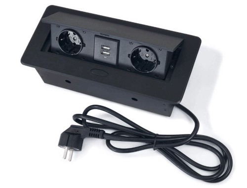 Led-Byt.pl gniazdo wpuszczane w blat power port USB 230V z przewodem czarne 5V 2A (3).JPG