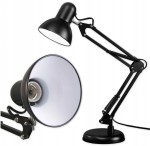 Lampa biurkowa kreślarska czarna regulowana + żarówka E27 Samsung