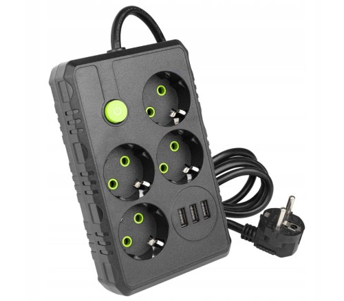 Led-Byt.pl przedłużacz 2m. 4 gniazda 230V 3 x USB A 2500W Shuko  uziemienie wyłącznik (2).JPG