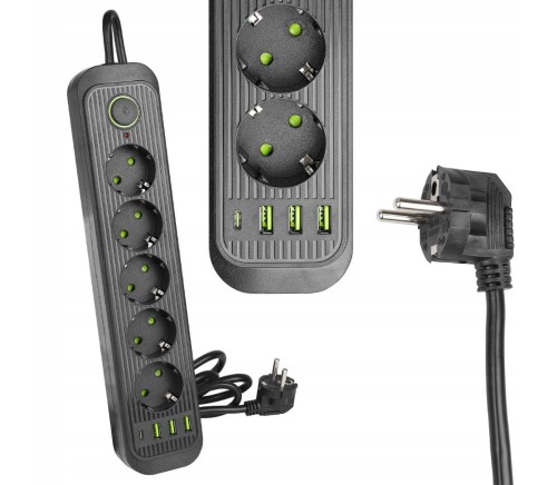 Led-Byt.pl przedłużacz listwa zasilająca 5x 230V 4x USB USB-C 200cm 2m wyłącznik uziemienie (2).JPG