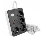 Listwa zasilająca 4x 230V 2x USB  1x USB-C przedłużacz 2m.  wyłącznik 