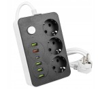 Listwa zasilająca 3x 230V 5x USB  1x USB-C przedłużacz 2m.  wyłącznik