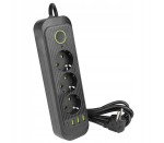 Listwa zasilająca 3x 230V 3x USB  1x USB-C przedłużacz 2m.  wyłącznik