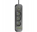 Led-Byt.pl Listwa zasilająca 3 gniazda 230V 3 gniazda USB-A 1 gniazdo USB-C 2m z włącznikiem (1).JPG