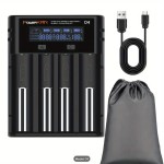 Ładowarka mikroprocesorowa D4 21700 18650 26650 AA AAA USB czterokanałowa