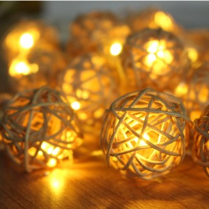Lampki rattan ball świecące kule na baterie 20 LED 2,2m