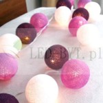 Lampki cotton ball świecące kule na baterie 10 LED 1,2m RÓŻANY OGRÓD